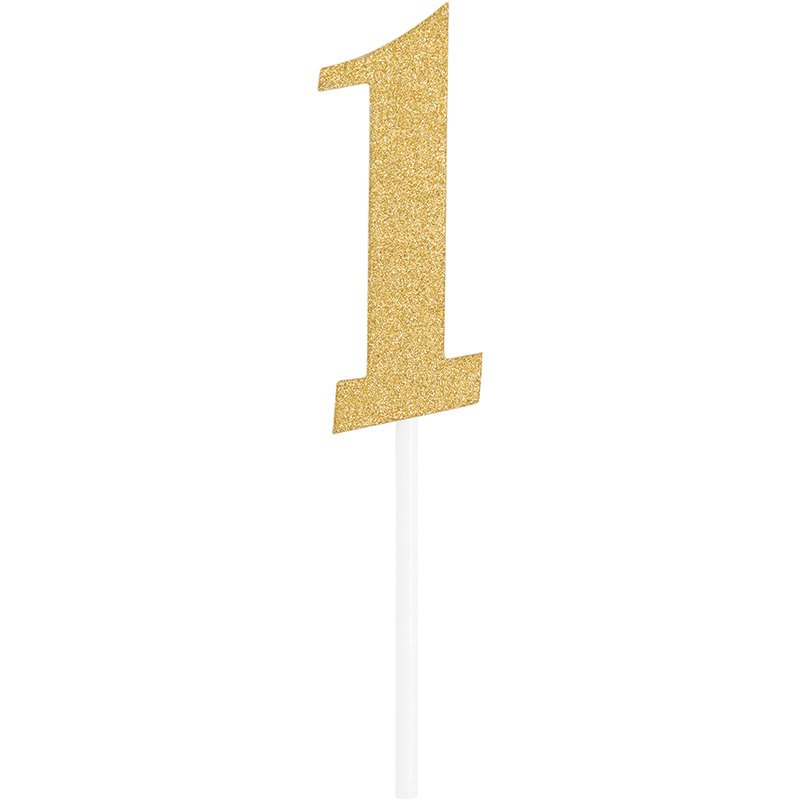 DECORACION PASTEL NUM. 1 ORO GLITTER