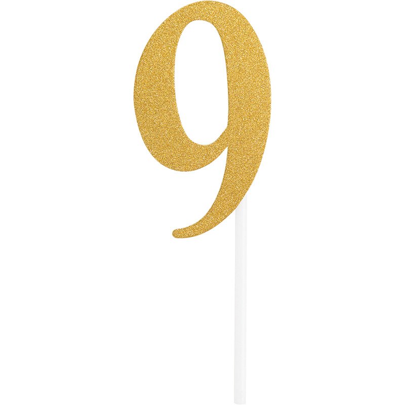 DECORACION PASTEL NUM. 9 ORO GLITTER