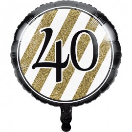 GLOBO FOIL 45 CM '40 BLACK & GOLD