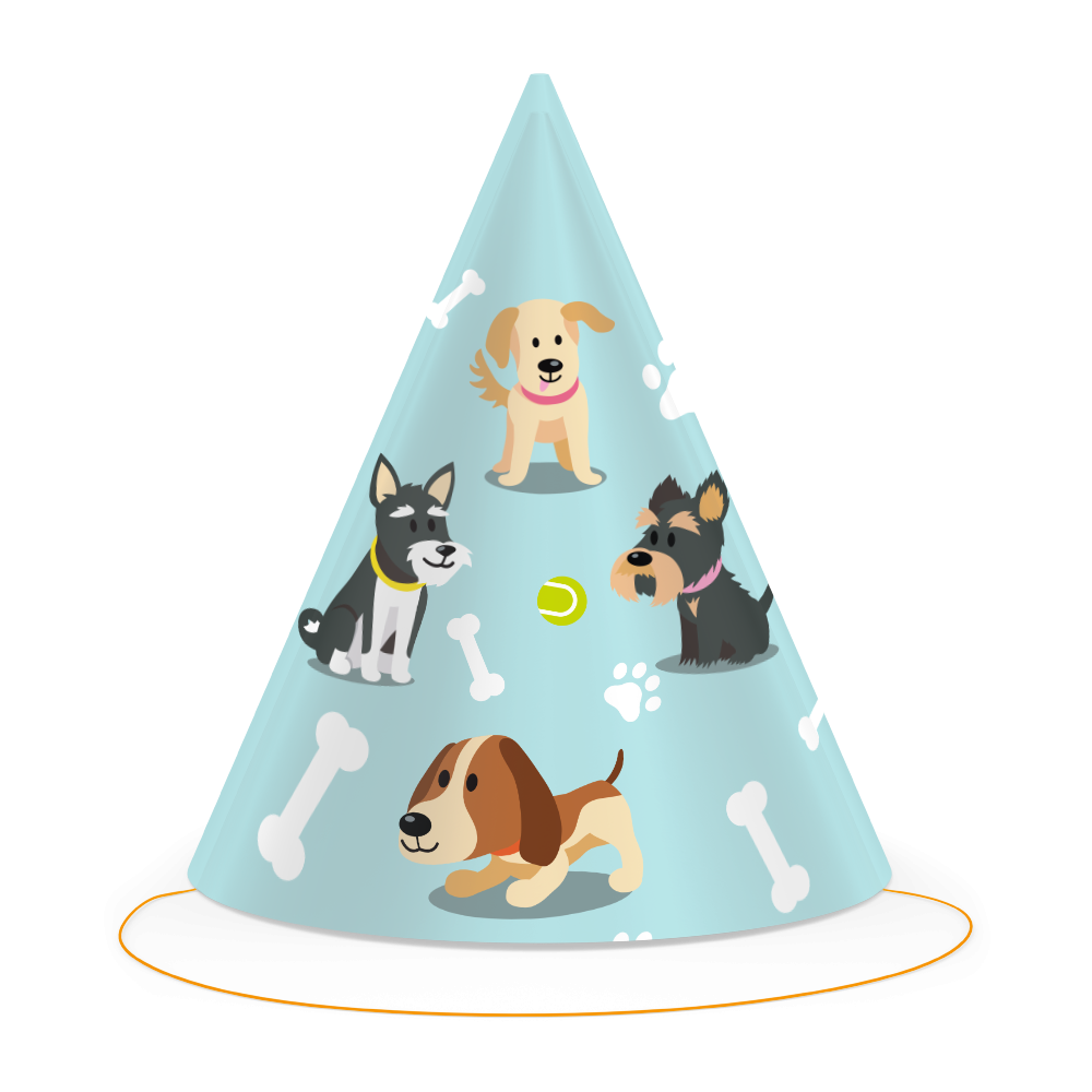 8 cappellini per feste a tema cani per bambini