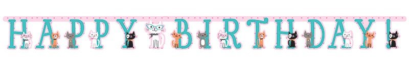 Guirlande Joyeux Anniversaire 210 cm Chats Fête