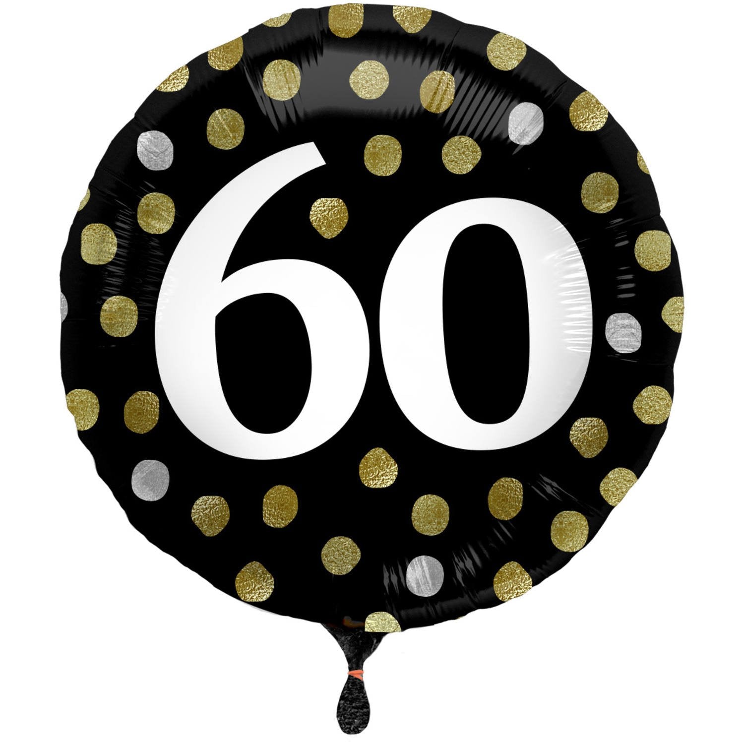 Palloncino 60° anniversario, lamina nera lucida, 45 cm
