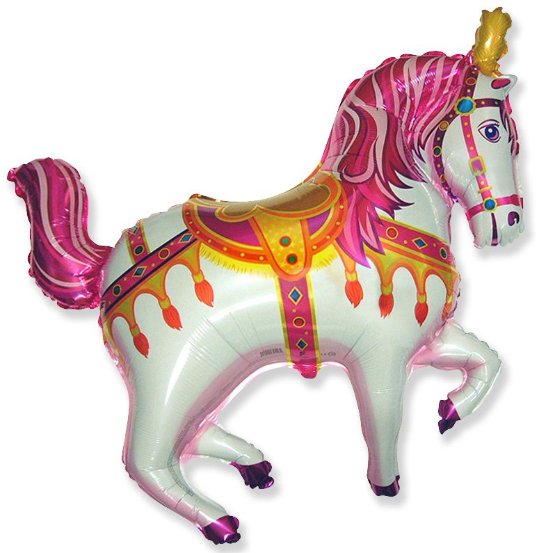 Palloncino rosa a forma di cavallo da giostra 98 x 90 cm