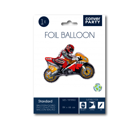 Ballon de course moto orange 84 x 66 cm