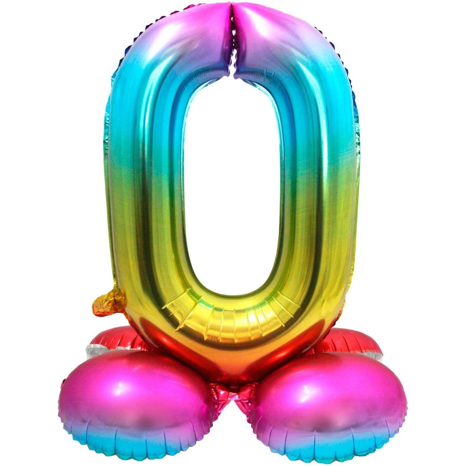 Ballon chiffre 0, 72 cm, multicolore, avec support
