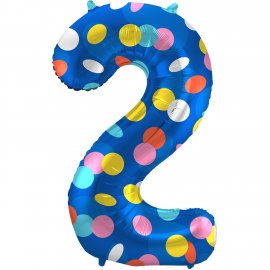 Palloncino numero 2 a pois colorati 86 cm