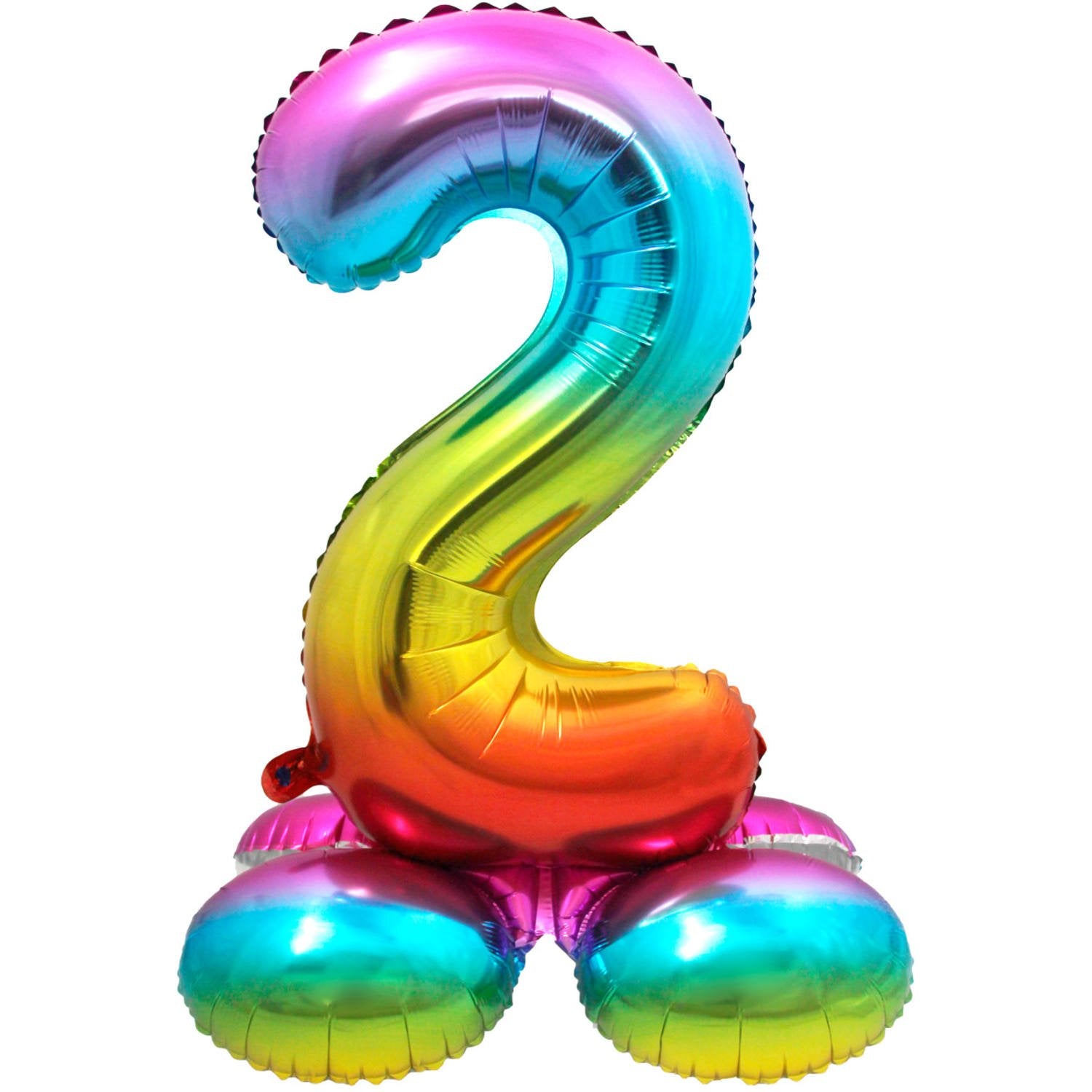Ballon chiffre 2, 72 cm, multicolore, avec support