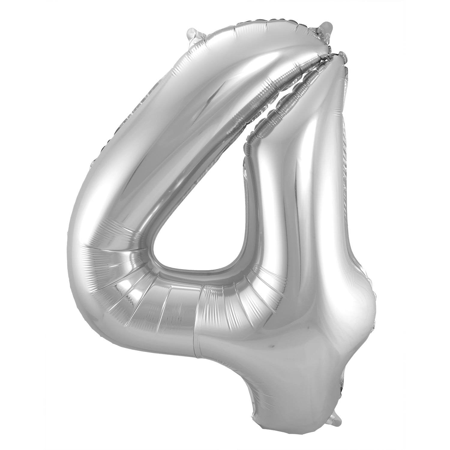 Palloncino numero 4, 86 cm, argento