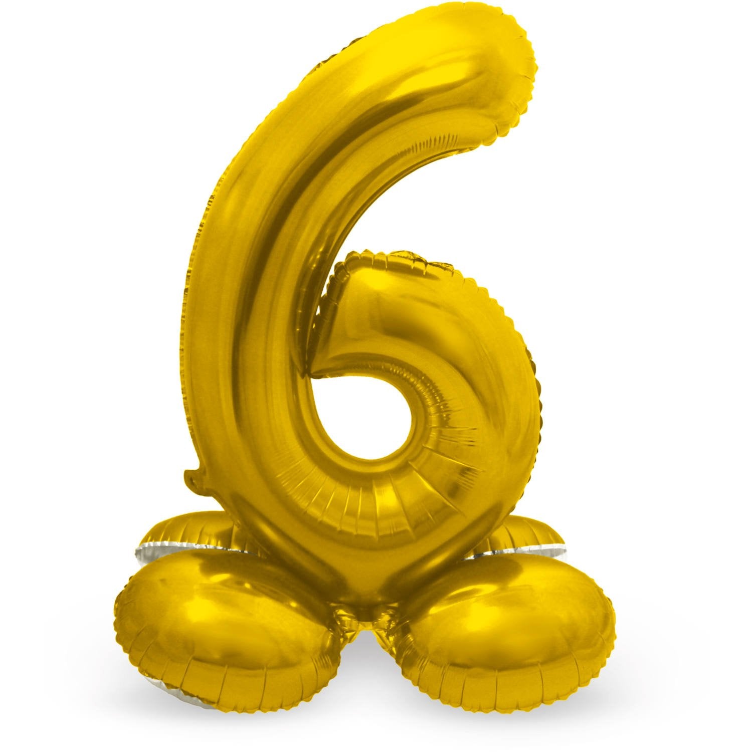Palloncino numero 6, 72 cm, oro, con supporto