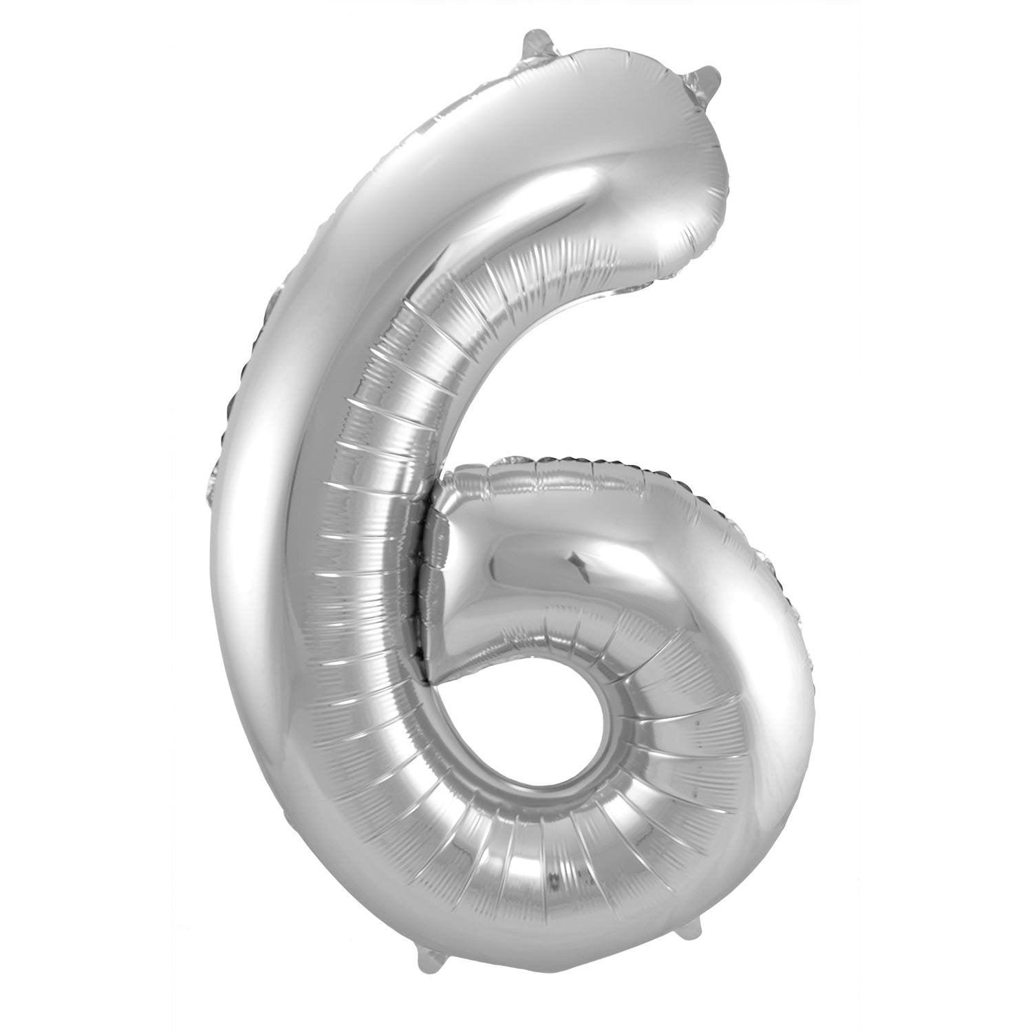 Palloncino numero 6, 86 cm, argento
