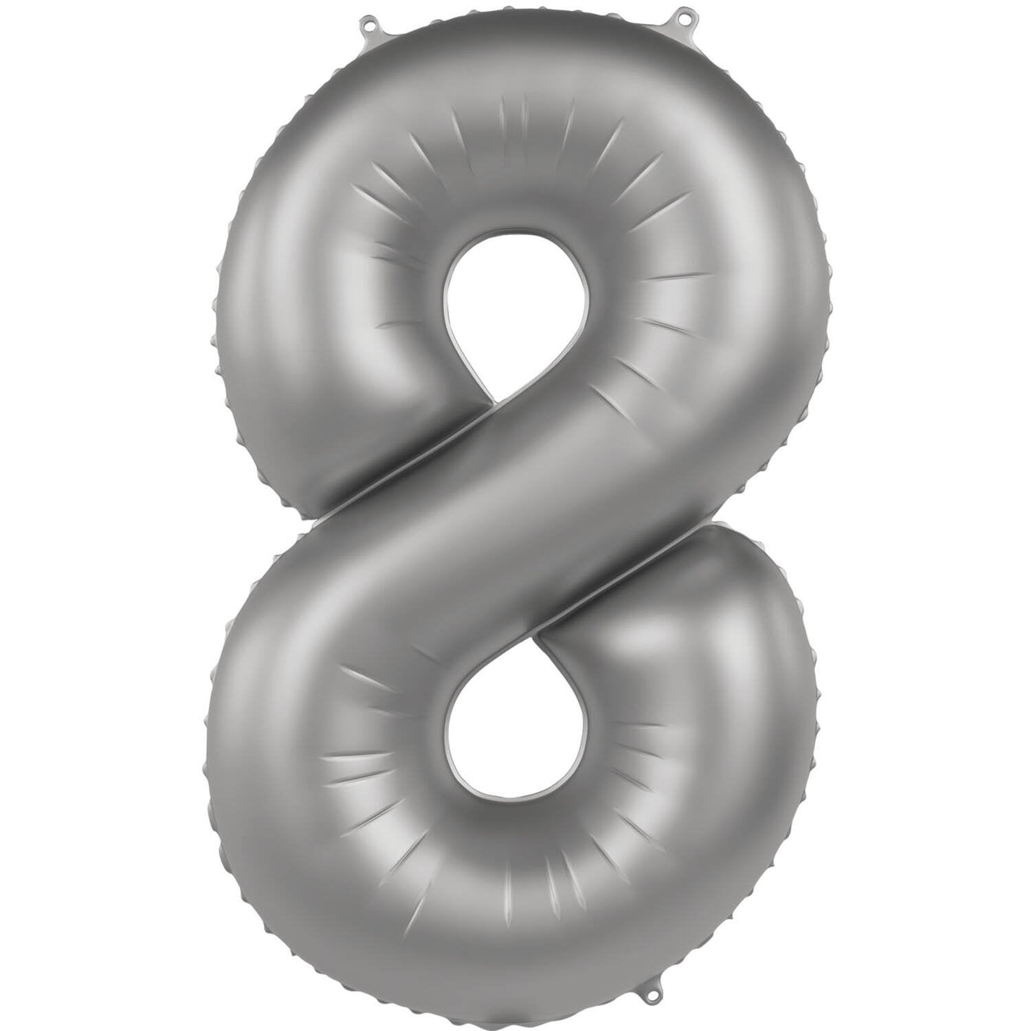Palloncino numero 8 Moonlight Silver Satin Glitter 86 cm