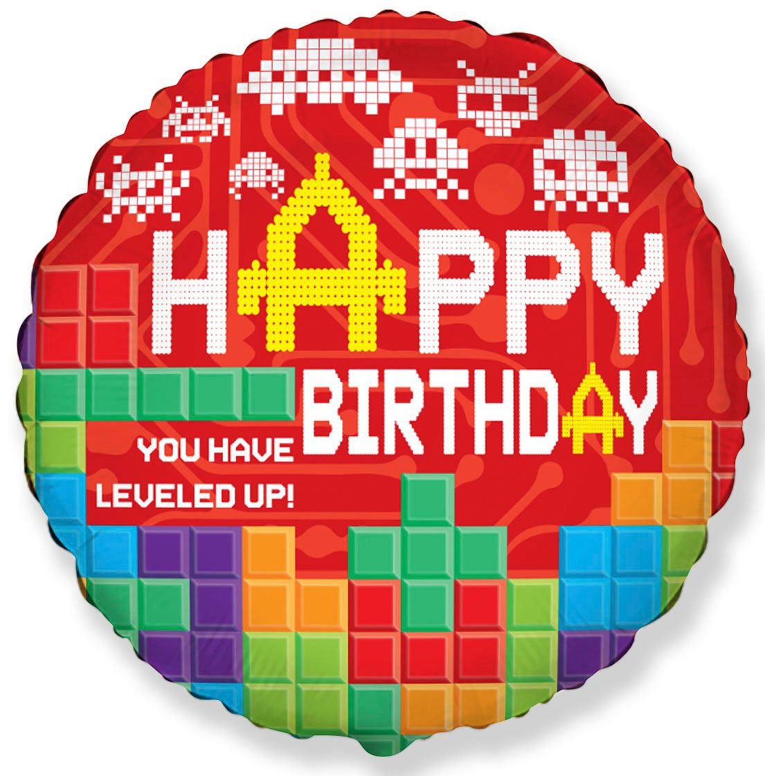 Palloncino videogioco di buon compleanno 45 cm