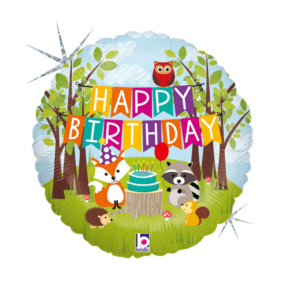 Palloncino di compleanno nel bosco