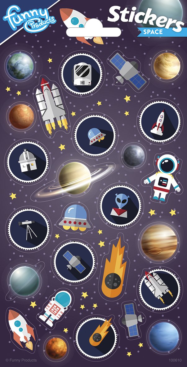 Adesivi 102 x 200 mm Space Party