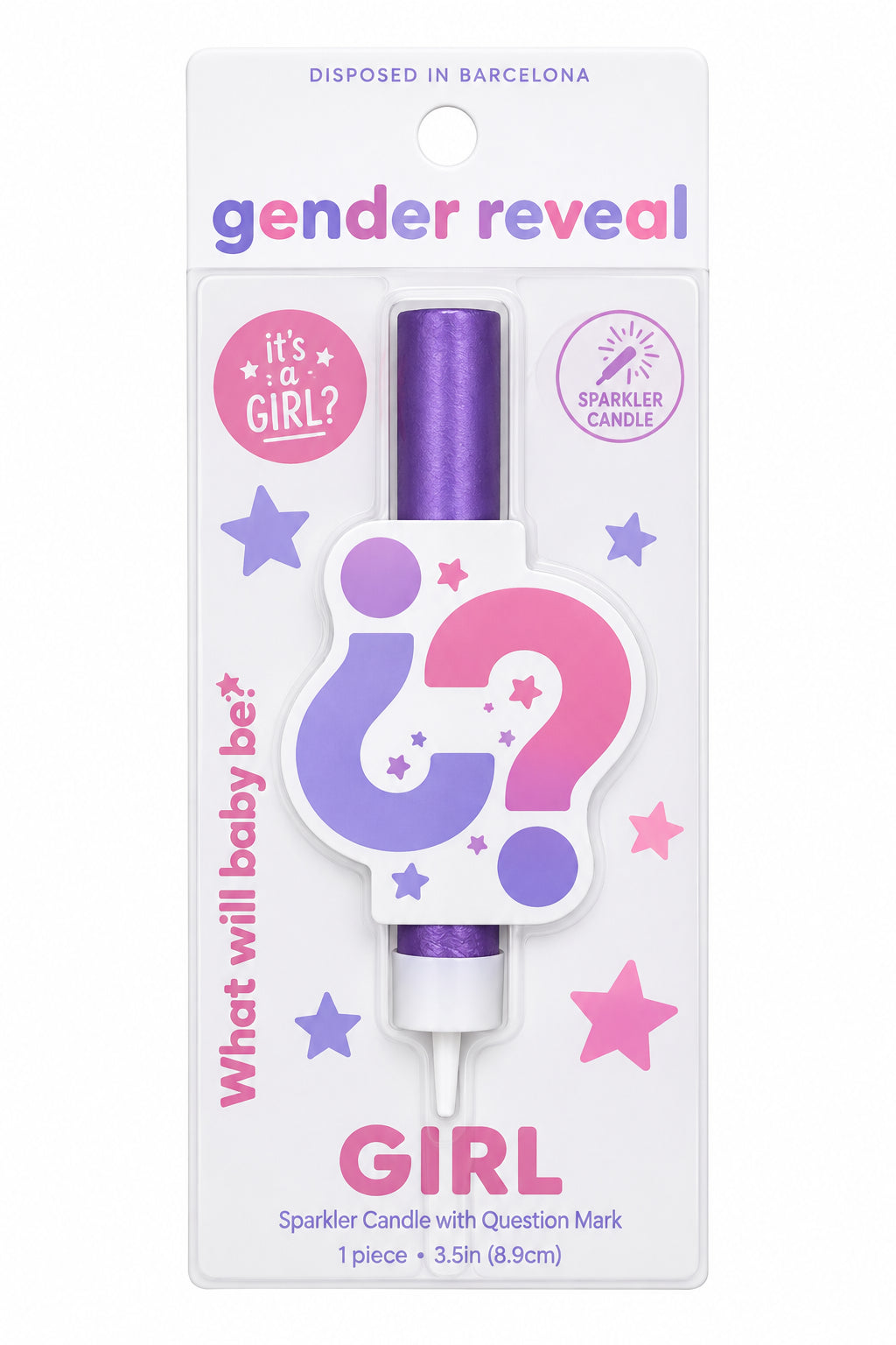 Candela scintillante per torta per rivelazione del sesso: rosa