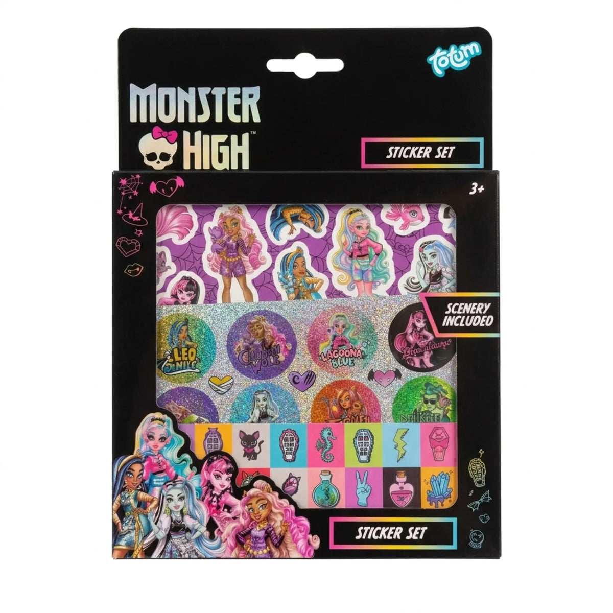 Monster High Sticker Set 3 Sheets with Background